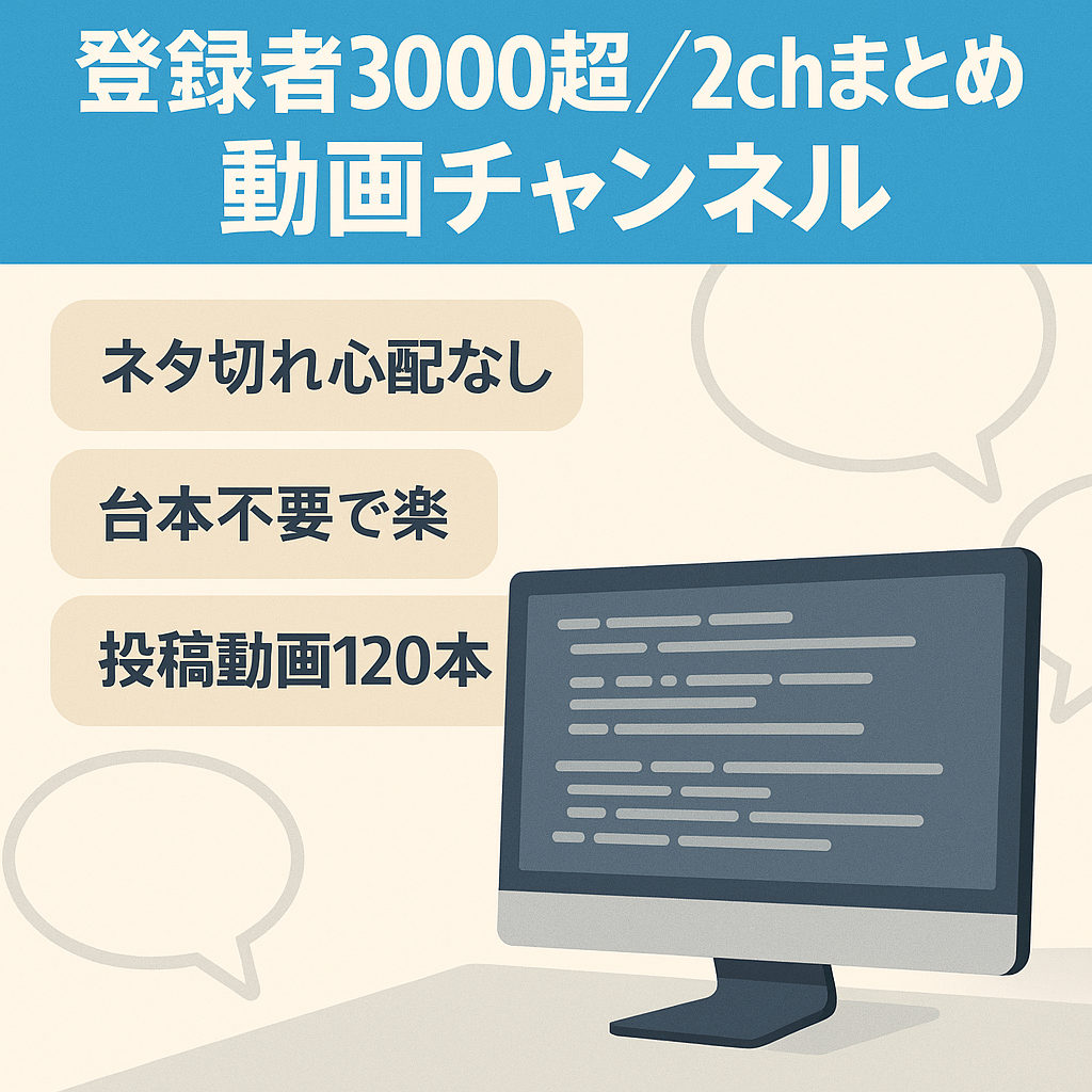 【登録者3000人以上】2chスレまとめチャンネル・ネタ切れなし！【最高月収益19.9万円】