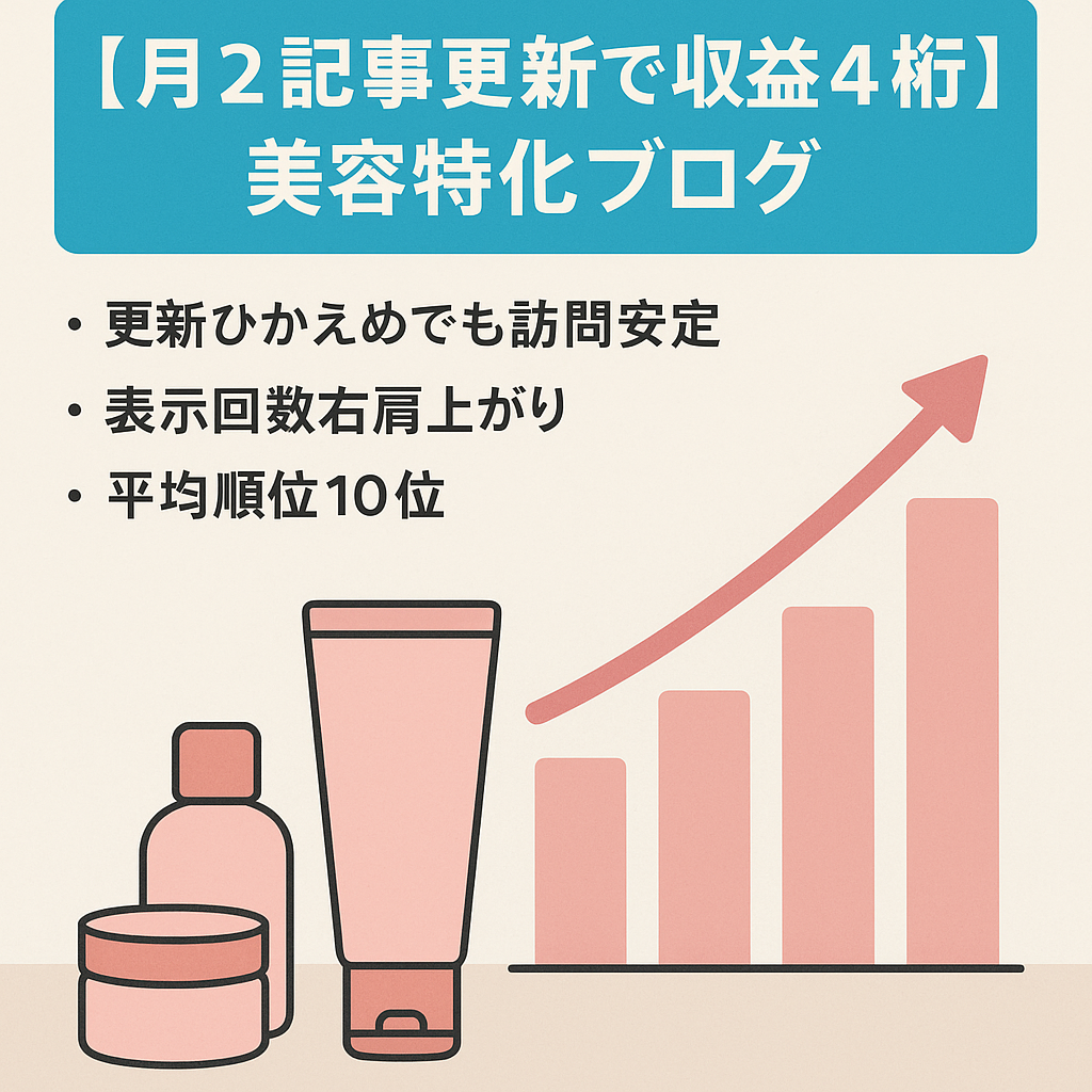 【月２記事更新で収益４桁】美容特化ブログ