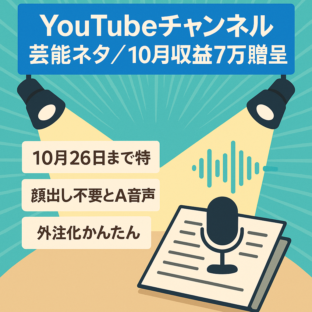 【10月26日まで購入の方に10月収益7万円プレゼントします】芸能ネタを中心とした初心者でも簡単運用！