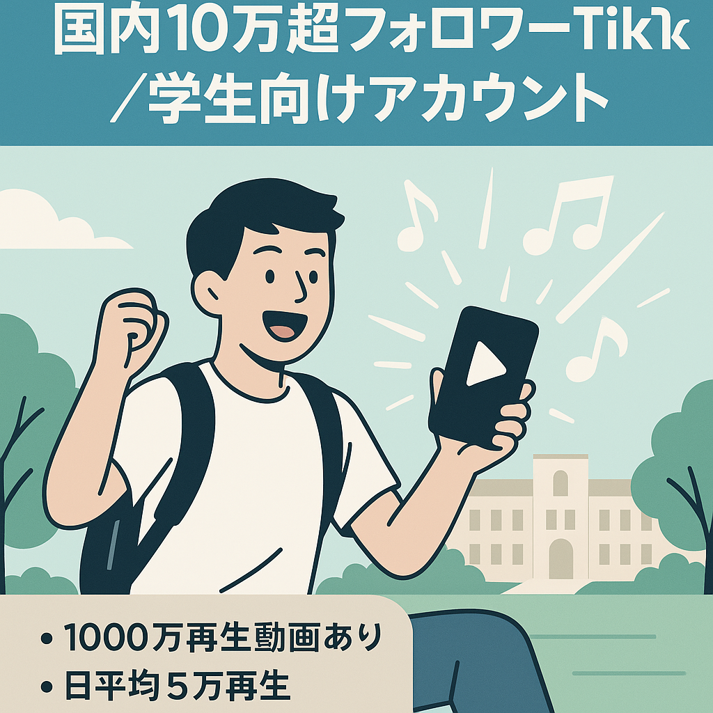【TikTok・日本国内フォロワー10万人以上】10代20代がフォロワーの50％以上を占める学生向けコンテンツアカウント