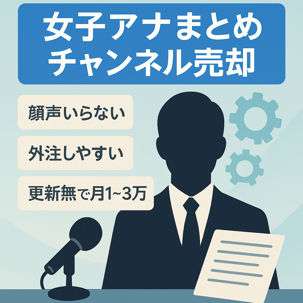 【最高売上11万円】女子アナまとめチャンネル！顔出し声出しなし！属人性なし！