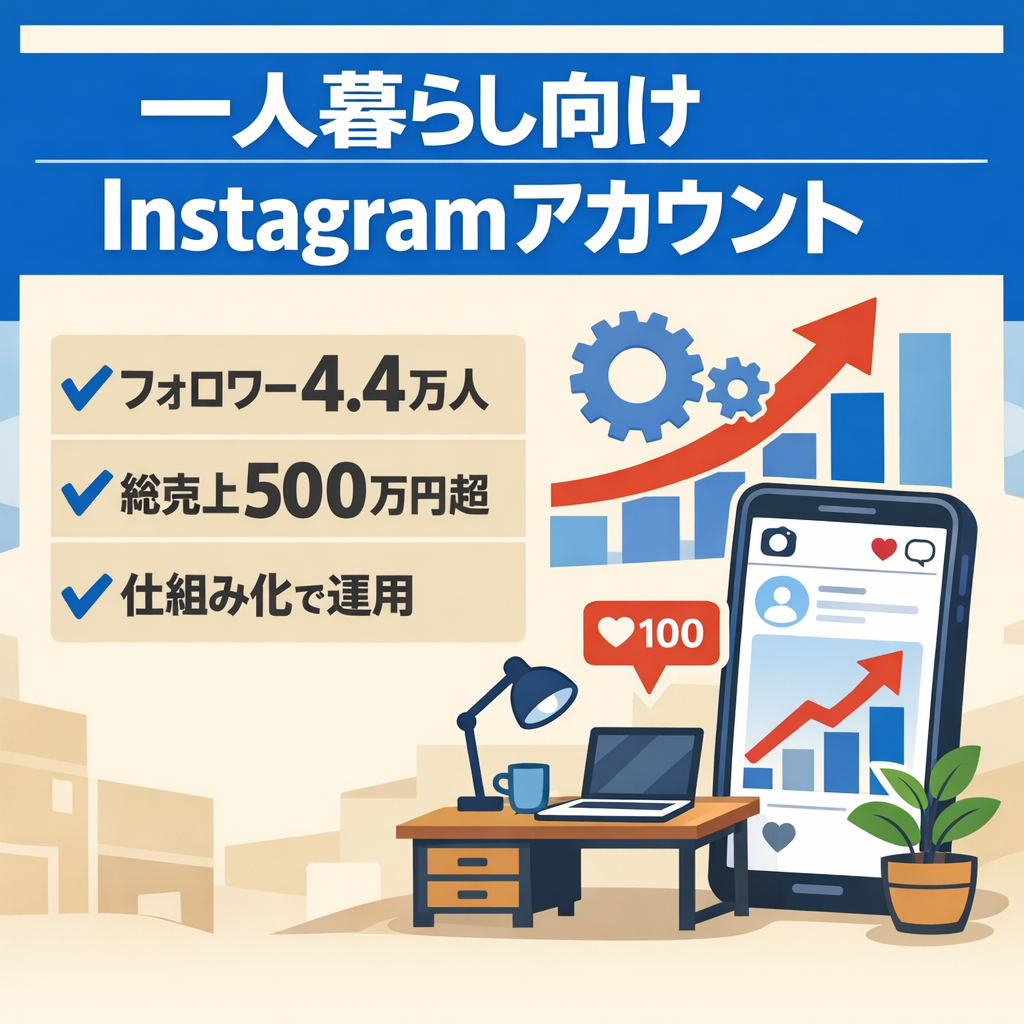 【フォロワー4.4万人】総売上500万円超｜一人暮らし向けInstagramアカウント