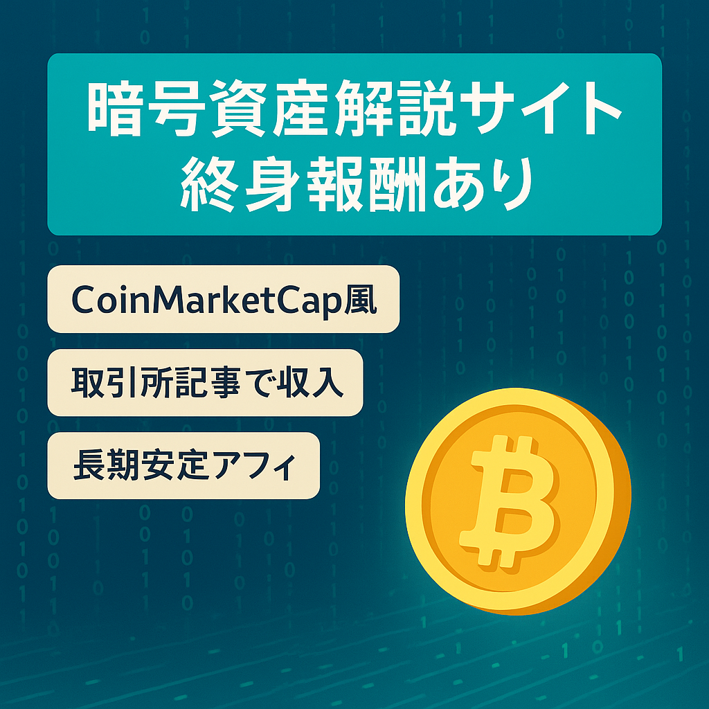 【CoinMarketCap仕様】暗号資産についての解説サイト【ライフタイムコミッションあり】