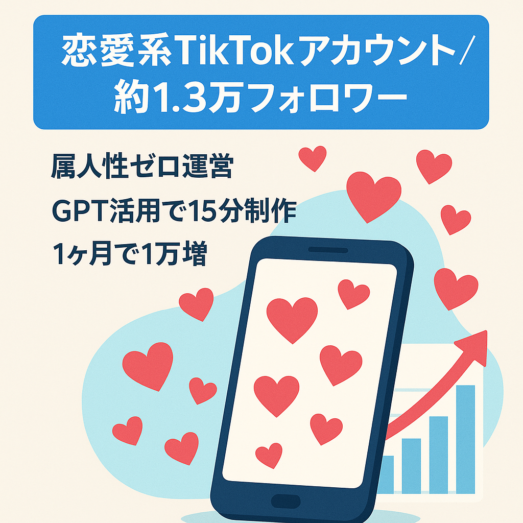 【フォロワー約1.3万人の恋愛系TikTok】属人性なし、ChatGPTと自作ツールで半自動化可能です