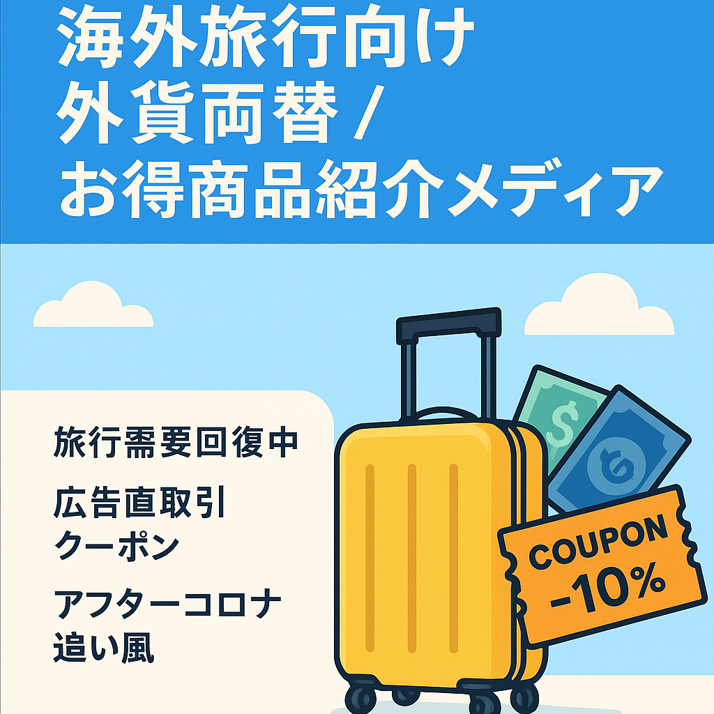 【売上復活中】海外旅行向けの外貨両替、お得商品の紹介メディア