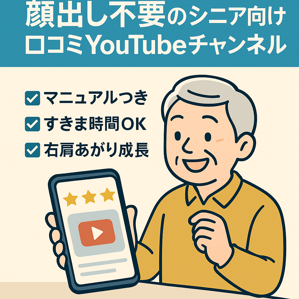 【高単価】今流行りのシニア向け口コミYouTubeチャンネル【顔出し不要/属人性なし】