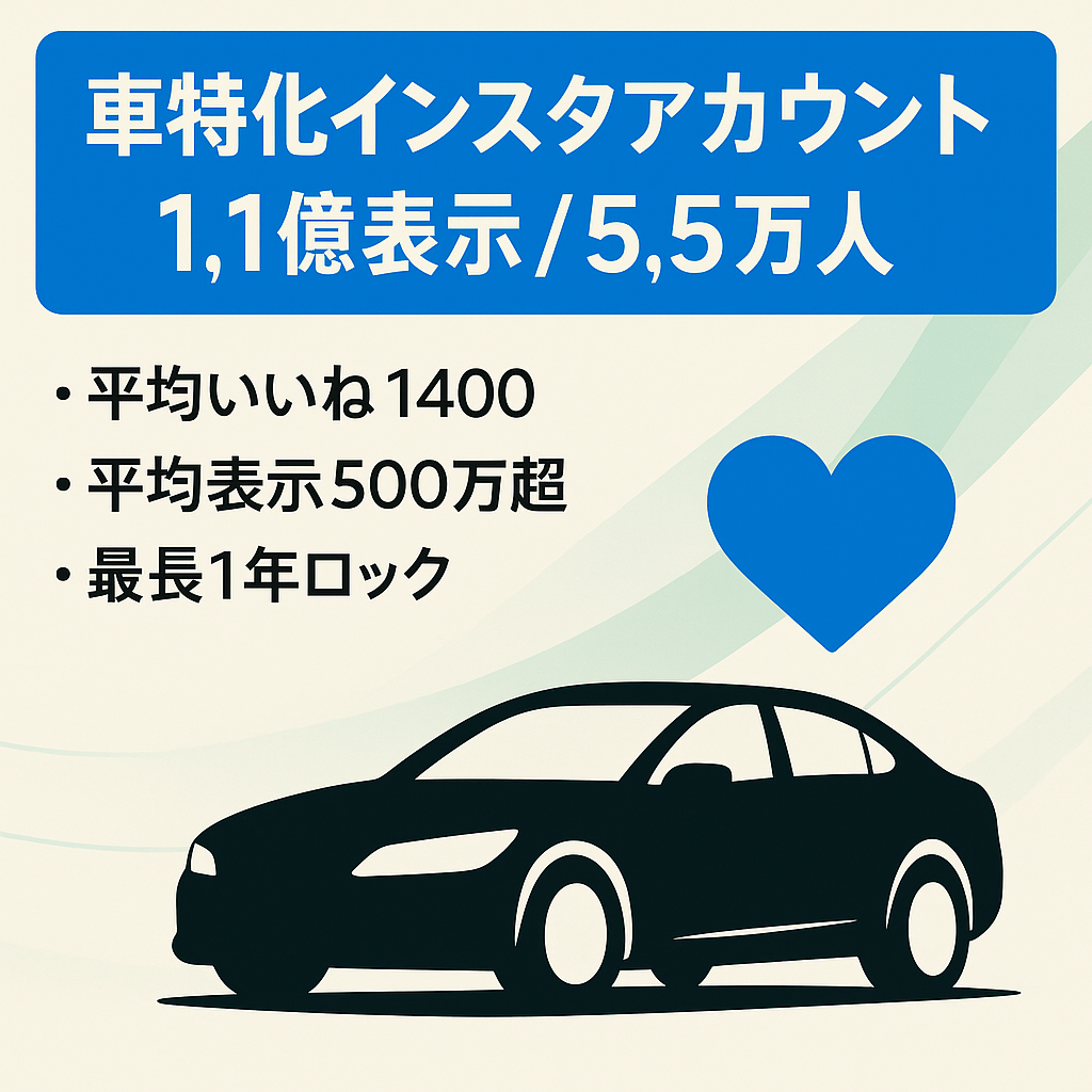 【累計IMP1.1億】クルマ特化 Instagram5.5万フォロワー