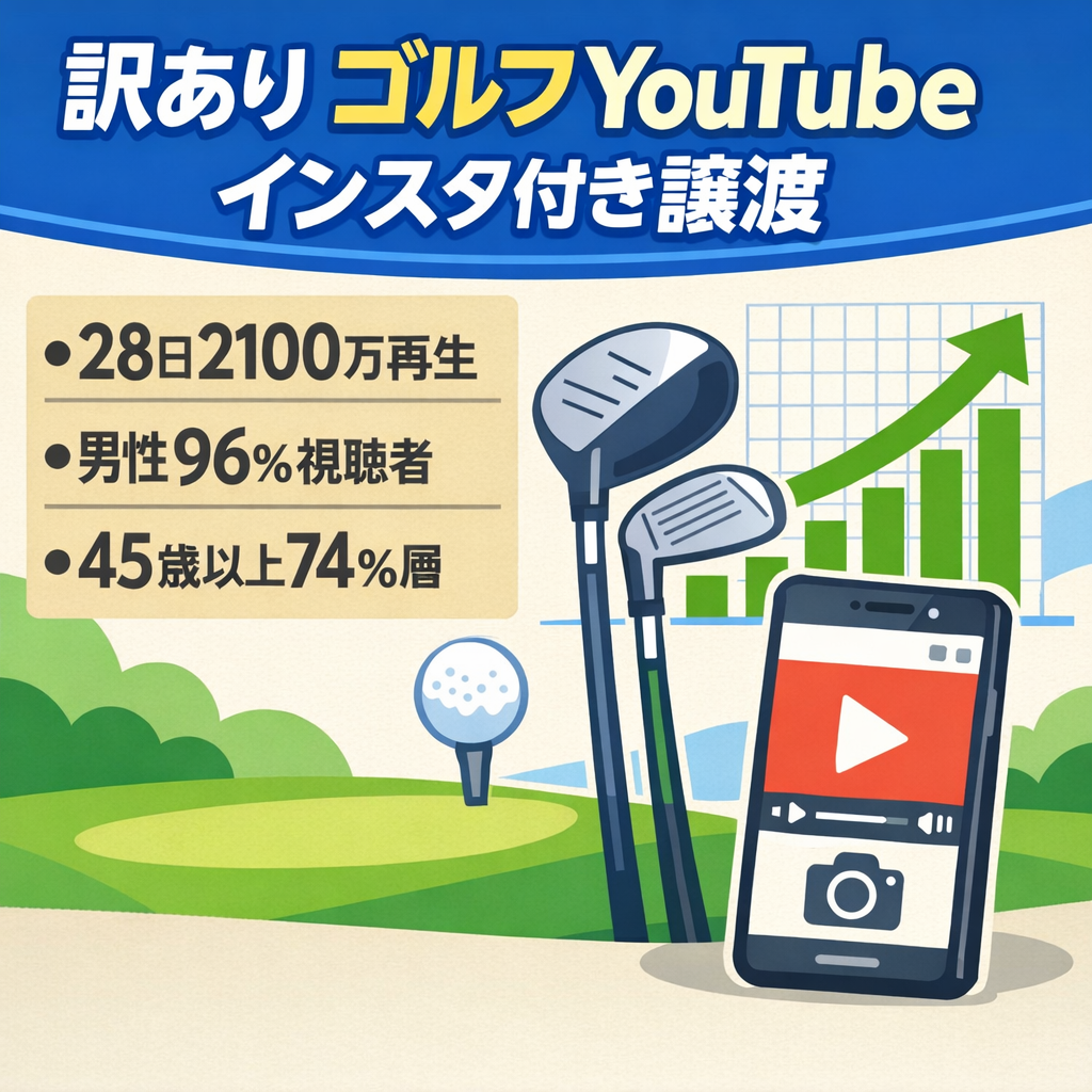 【訳あり】20%大幅値下げゴルフ系YouTube（登録者1万人）とInstagramのセット