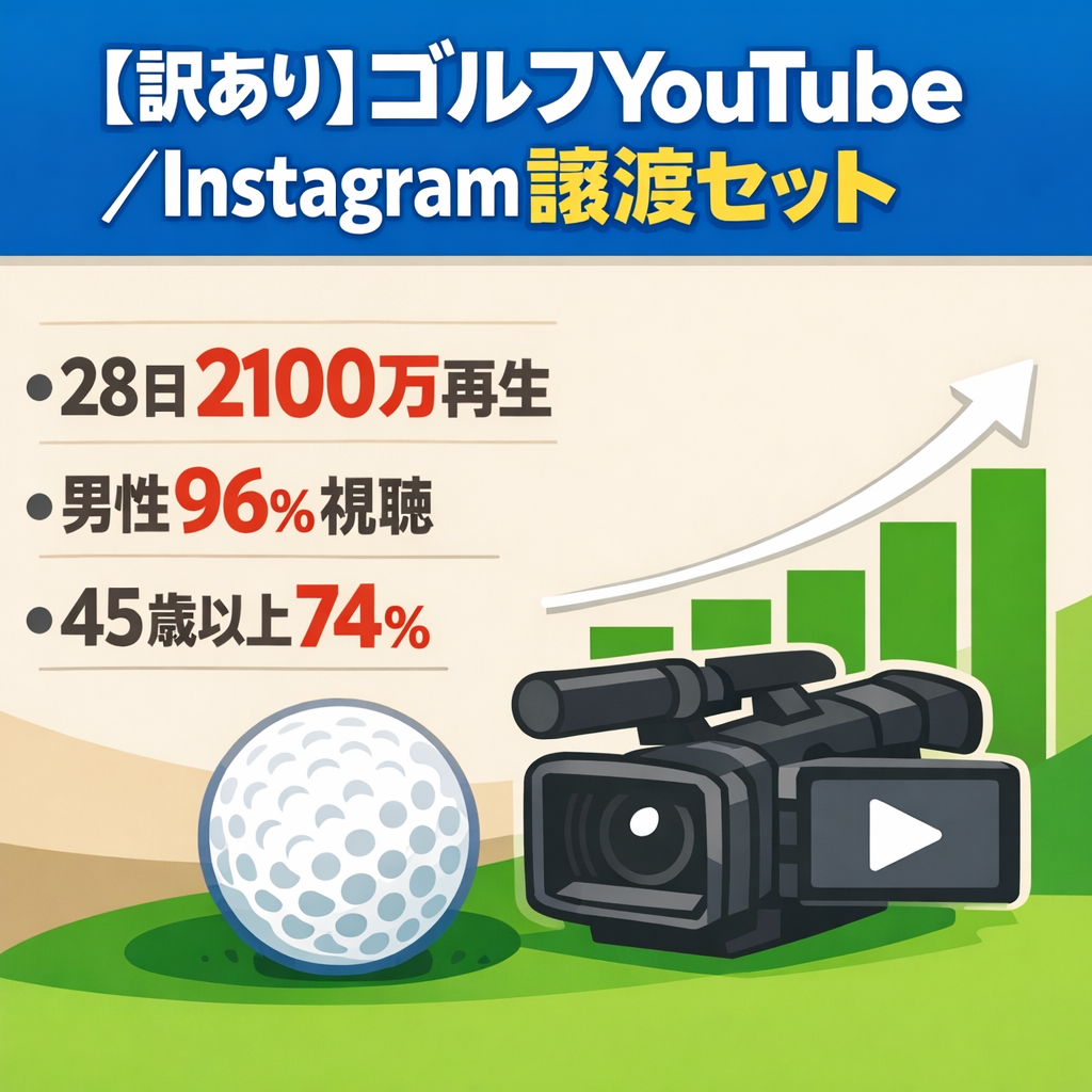 【訳あり】35%大幅値下げゴルフ系YouTube（登録者1万人）とInstagramのセット