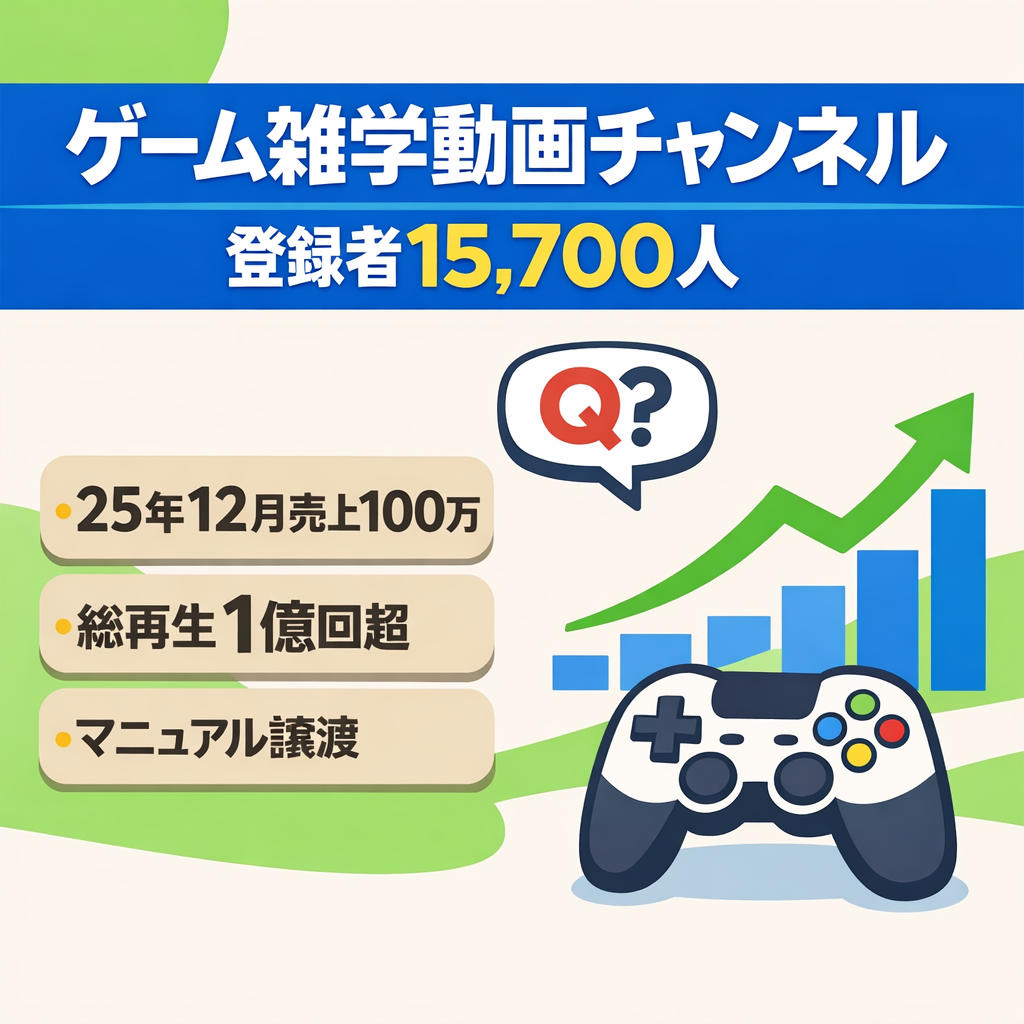 【最高売上100万(BGM込)】世代問わず人気のゲームに関する雑学チャンネル★登録者15,700人