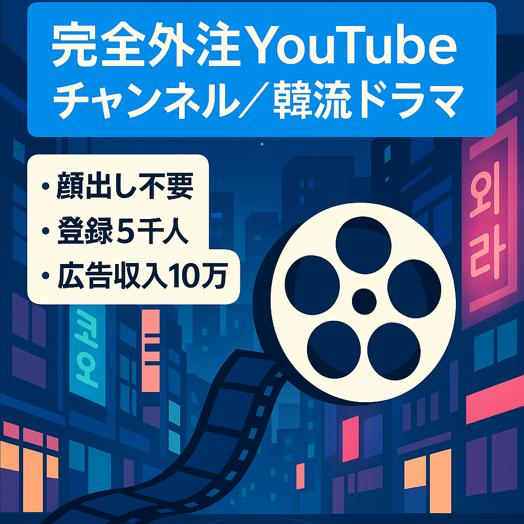 完全外注Youtube 韓流エンタメやドラマ、人物紹介チャンネル　登録者数5000人　最高広告収入10万円！