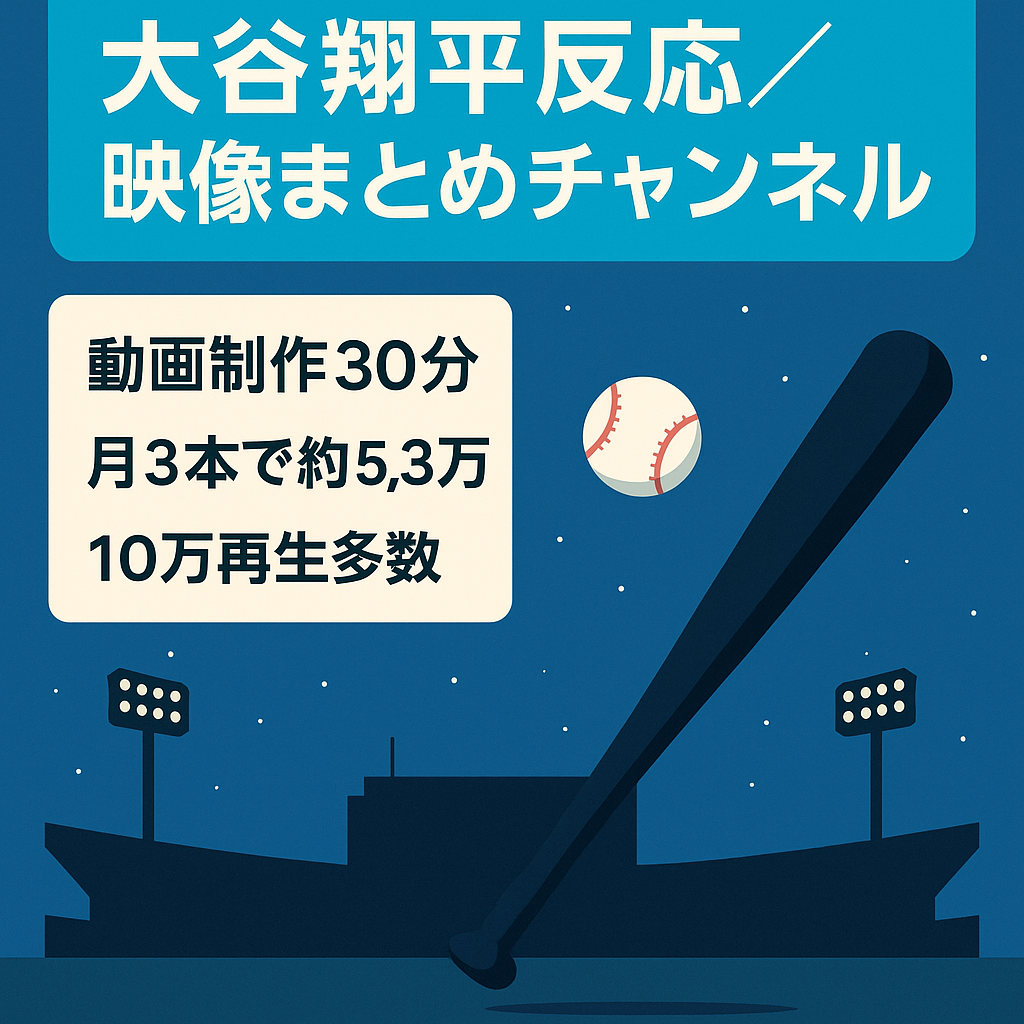 【10万PV以上動画多数】大谷翔平の反応・映像まとめチャンネル【まったり運営で10万/月】数カ月投稿休止中