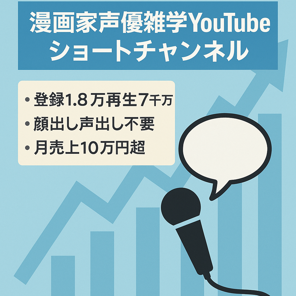 【月収12万円↑】伸び盛りで属人性なしの漫画家声優雑学Youtubeショート特化チャンネル