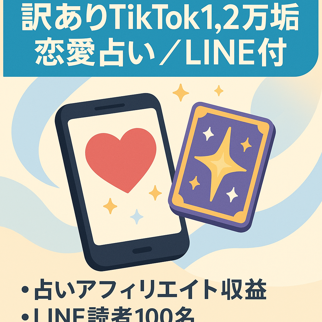 訳あり：【セット販売中】TikTok12000フォロワー/公式LINE100人付き/恋愛占いアカウント/※訳あり
