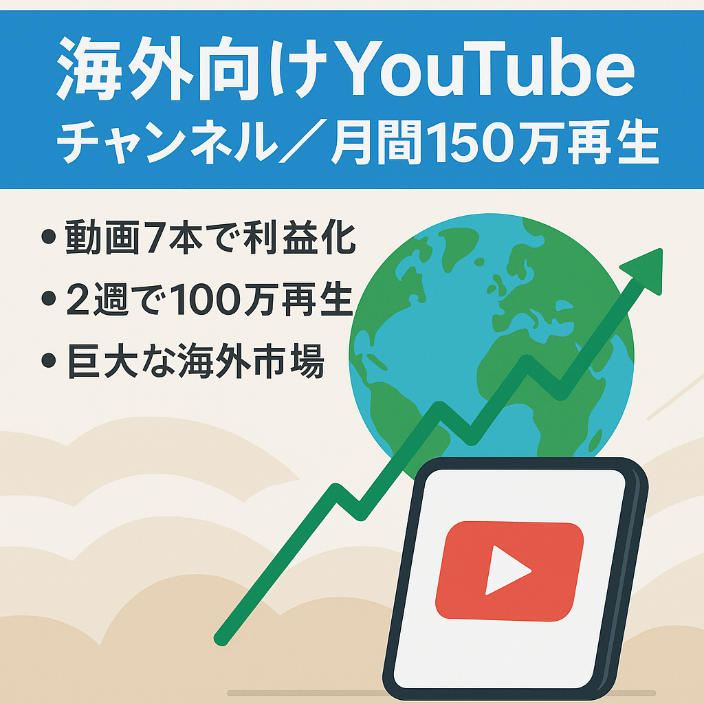 【一ヶ月で150万再生】海外向けYoutubeチャンネル【爆伸び中】