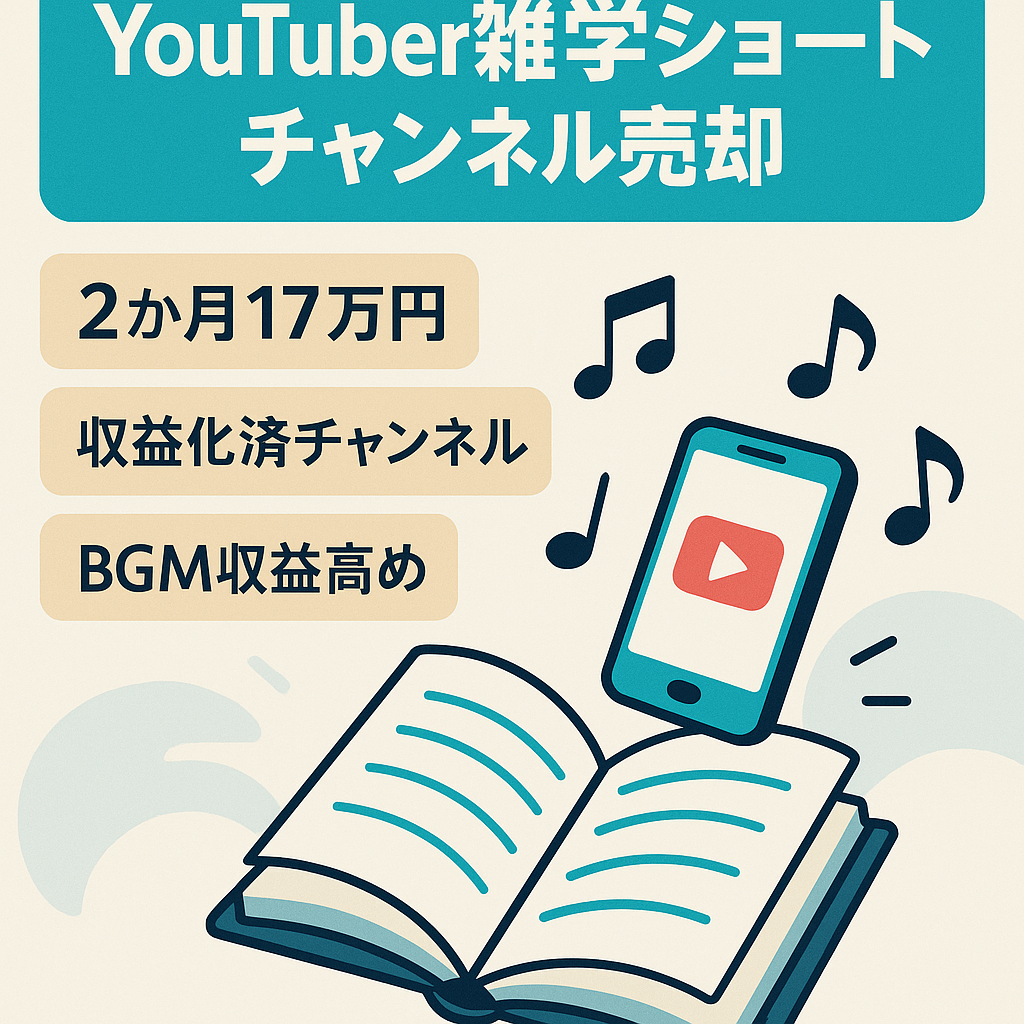 【2ヶ月で総収益17万円！収益化達成仕立て◎BGM収益も高いジャンル！外注スタッフ引き継ぎ可能】YouTuber系雑学のショート動画チャンネル