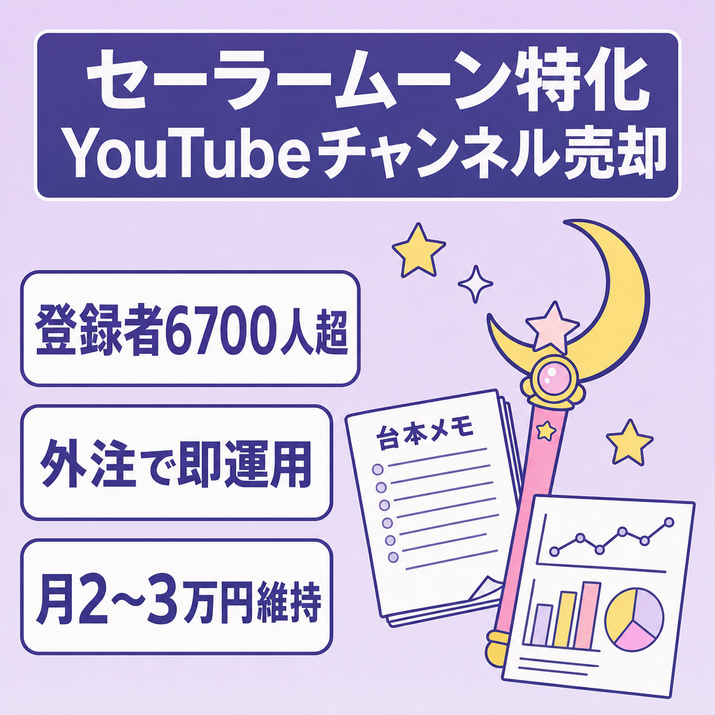 【登録者6,700人超】更新停止中でも収益あり｜セーラームーン特化YouTube