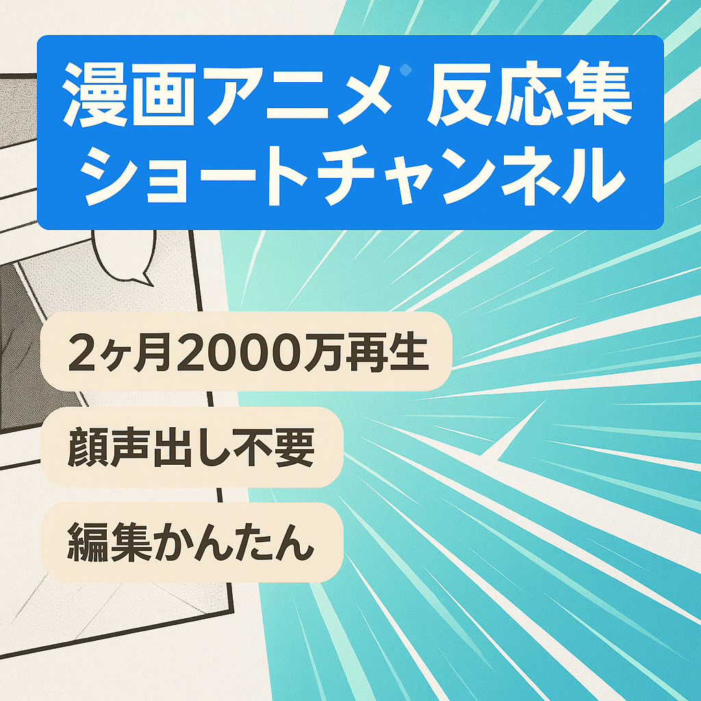 【開設2ヶ月で総再生回数2000万回超え・属人性なし】大人気漫画・アニメ反応集ショートチャンネル