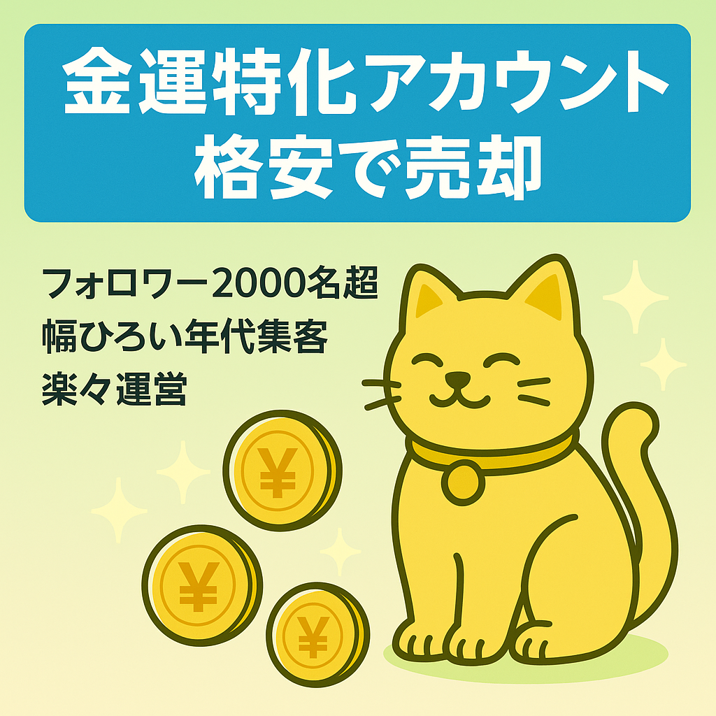 【格安大特価】手が回らない為、売ります！ 金運に特化したアカウント