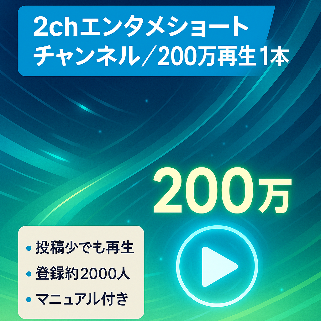 【10投稿して1動画が200万再生】登録者2千人の2chショートチャンネル【エンタメ系、マニュアル付き、属人性なし】