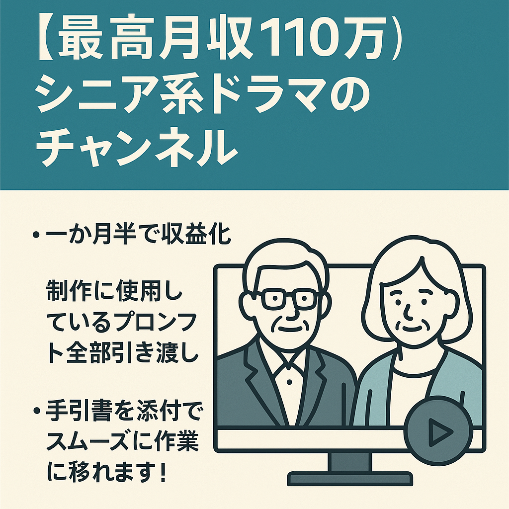 【最高月収110万】現在人気の「シニア系ドラマ」チャンネル