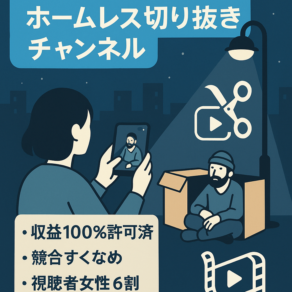 【登録者4800人】収益100％許可済みホームレスyoutuber切り抜きチャンネル