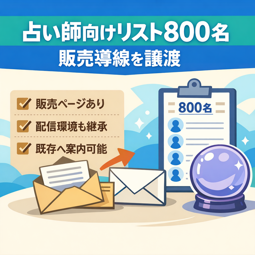 占い師向け約800名リストと販売導線一式の事業譲渡します
