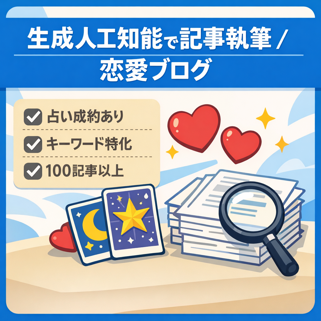 【占い案件成約実績あり】キーワード特化恋愛ブログ！生成AIで記事執筆