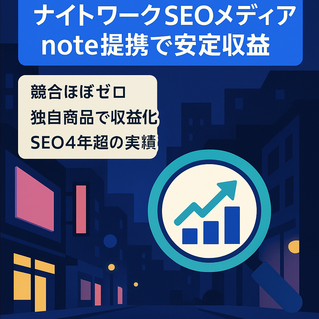 ニッチなナイトワークジャンルのSEOメディア｜note+直提携により安定収益継続中◎