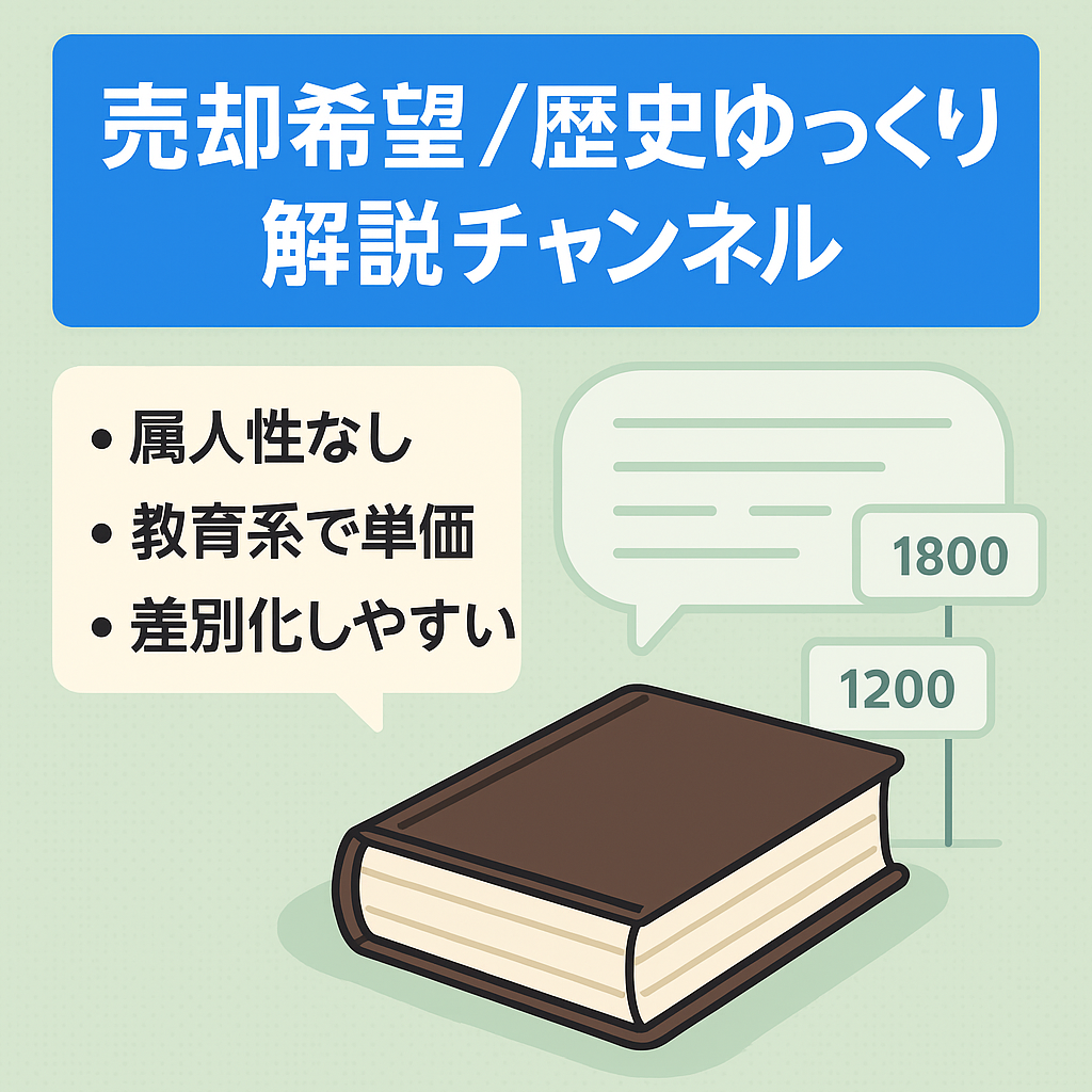【早期売却希望】【属人性無・再生単価高】歴史解説のゆっくり解説チャンネル