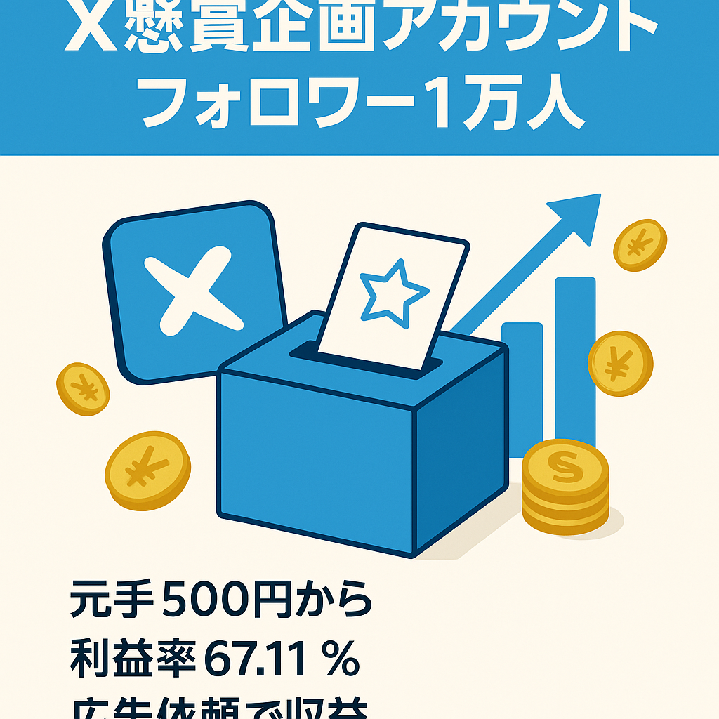 【直近利益率67.11％超右肩上がり】X(旧Twitter)フォロワー約1万人【属人性無し懸賞企画アカウント】