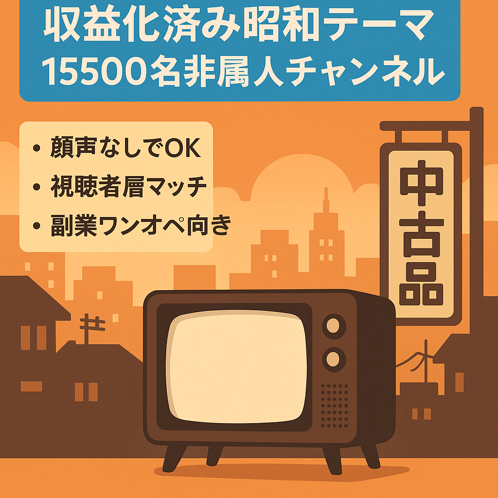 【収益化済み・登録15500名】昭和をテーマにした非属人チャンネル