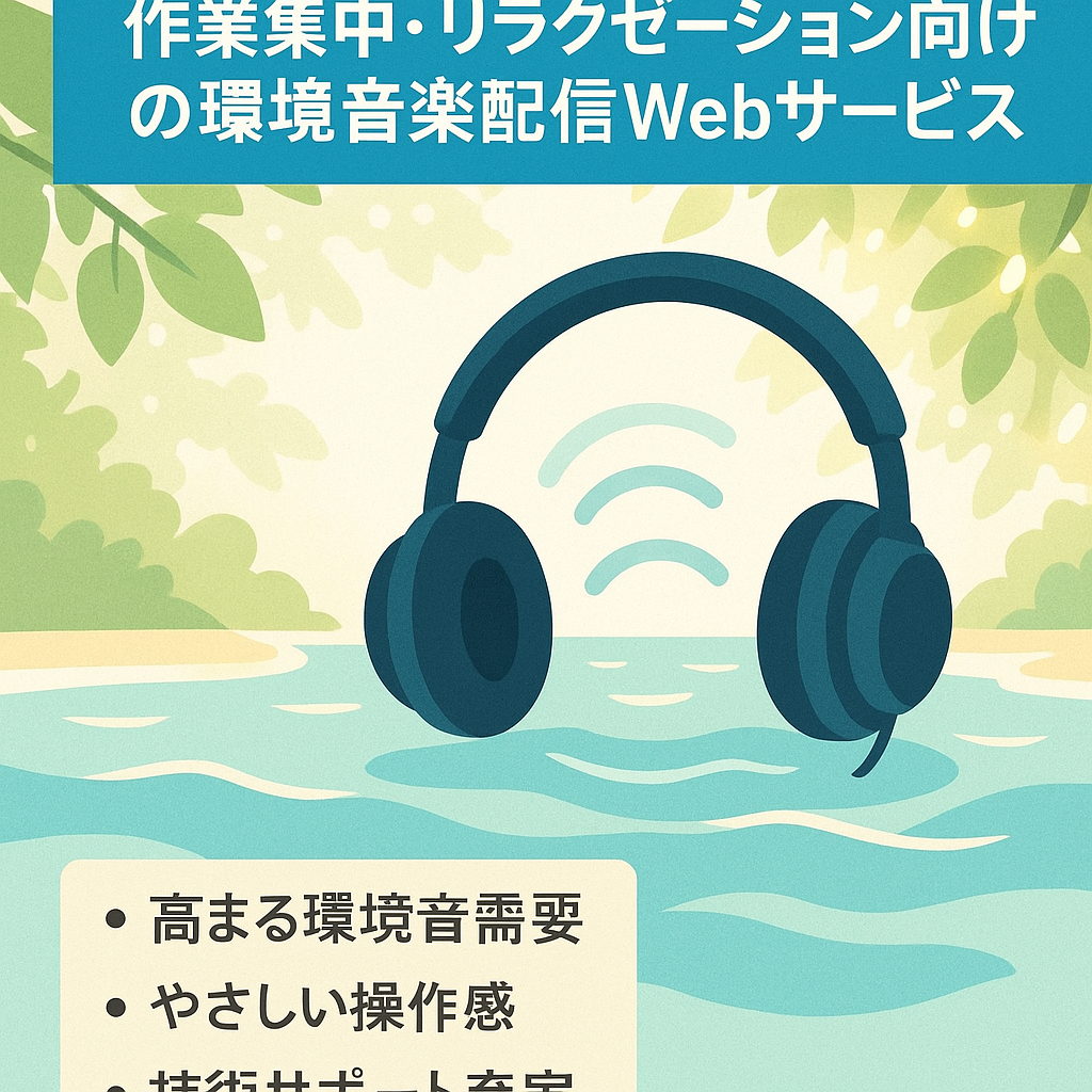 作業集中・リラクゼーション向けの環境音楽配信Webサービス