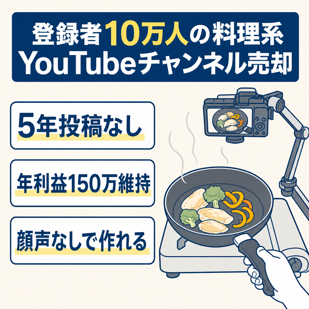 【登録者10万人】5年近く更新なしで年間利益150万維持／顔出し声出しなしの料理系YouTubeチャンネル