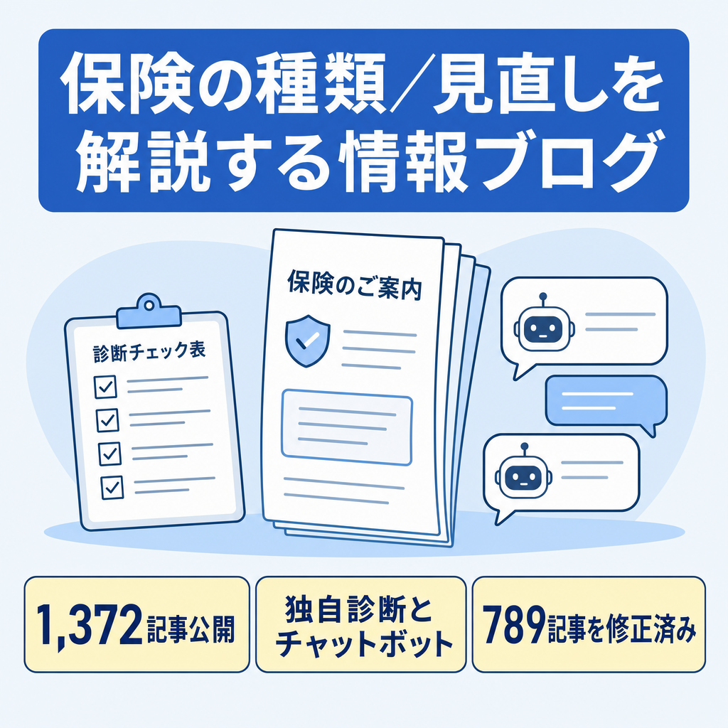 【公開1,372記事・独自診断＆チャットボット搭載】保険の種類・見直しを解説する情報ブログ