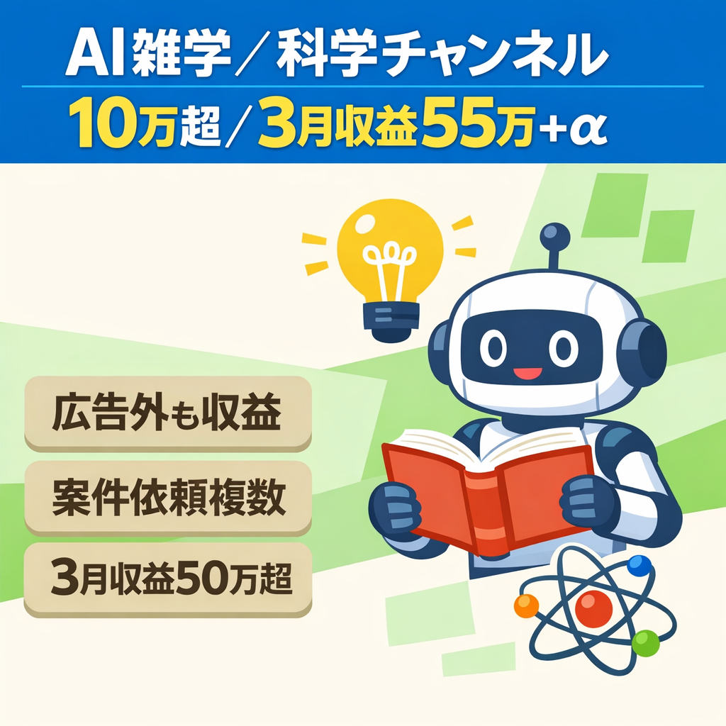 【総フォロワー10万人超え】AIを使った雑学、科学系CH【3月トータル収益55万+α】