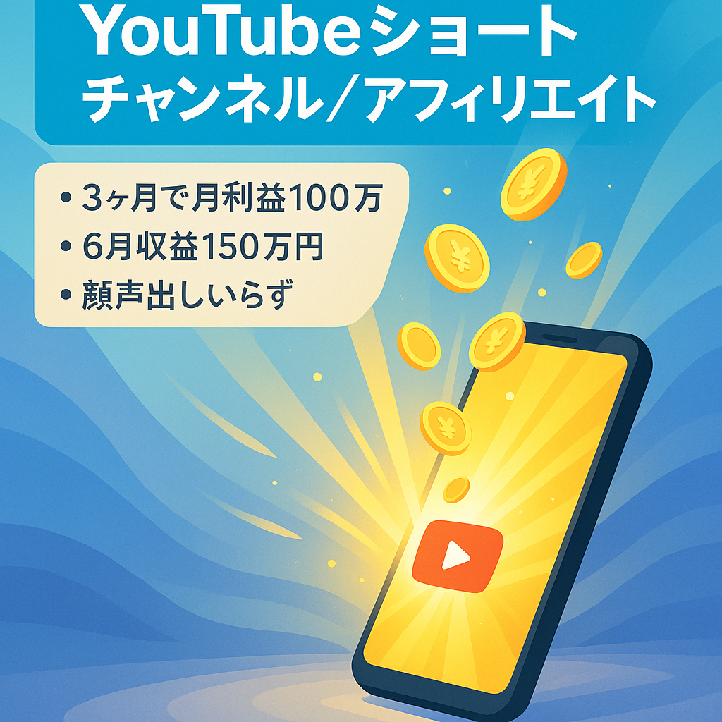 【Youtubeショート×アフィリエイト】開始3ヶ月目で月間利益100万円達成！ライバル不在のYoutubeショートで収益化に成功したチャンネルです。