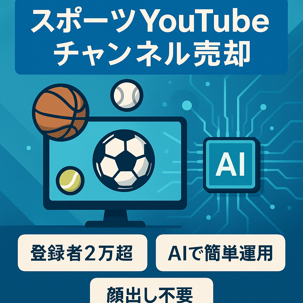 値下げ相談可【チャンネル登録者20,700名】マニュアル付スポーツジャンル【顔出し不要/属人性なし】1動画2時間作業で運営可能