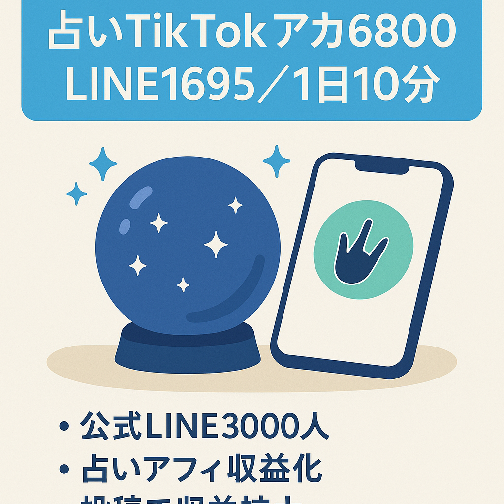 【1日10分の作業時間】【占い系TikTokフォロワー6800人＆公式LINE 1695人】