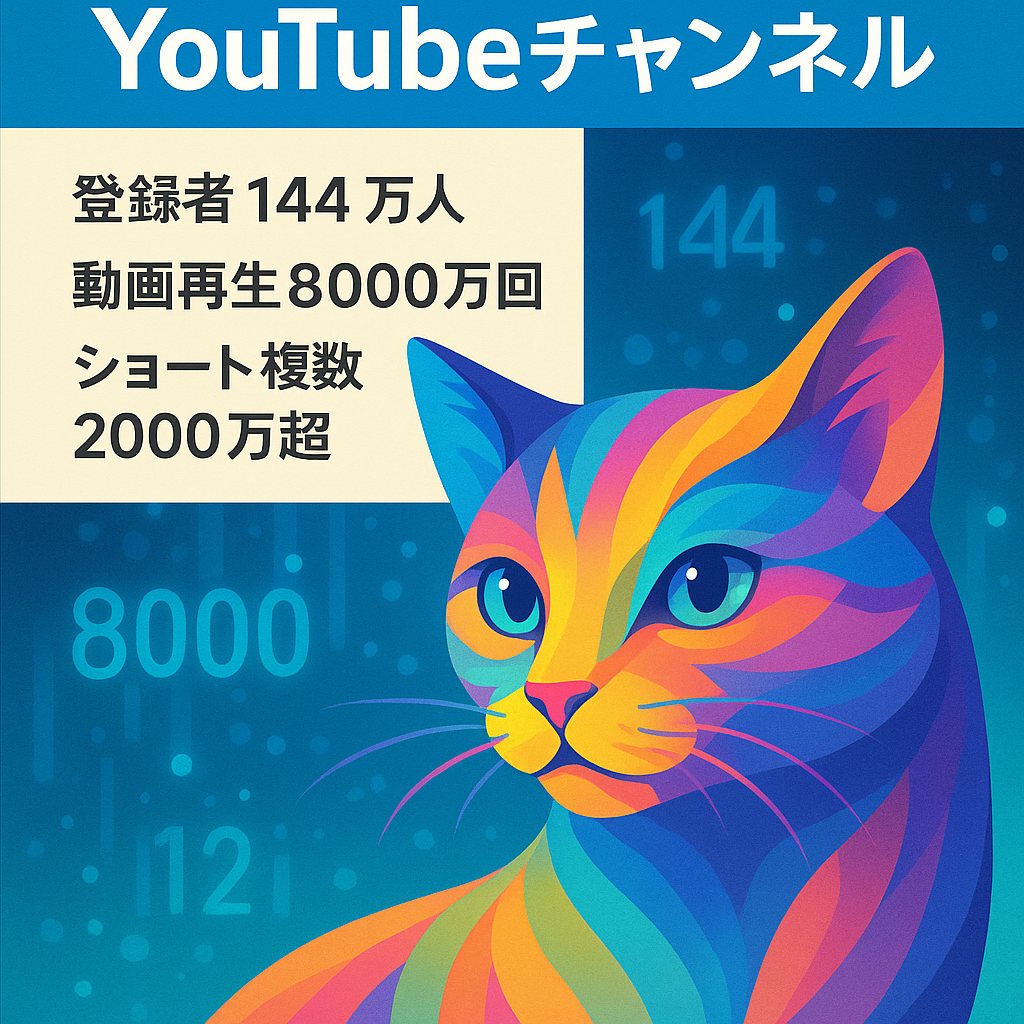 チャンネル登録者１４４万人、猫のAI画像を使ったYoutubeチャンネルです。