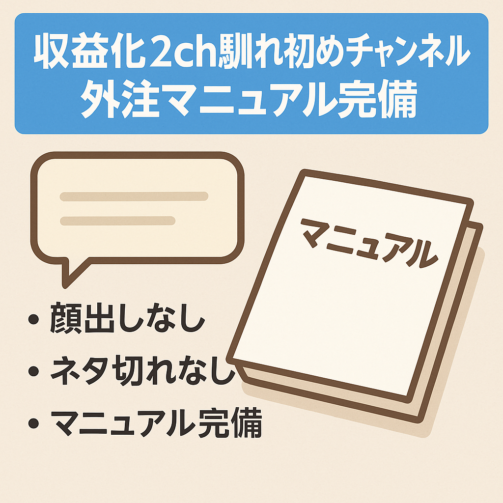 【収益化済み】2ch馴れ初め系チャンネル【外注マニュアル完備】
