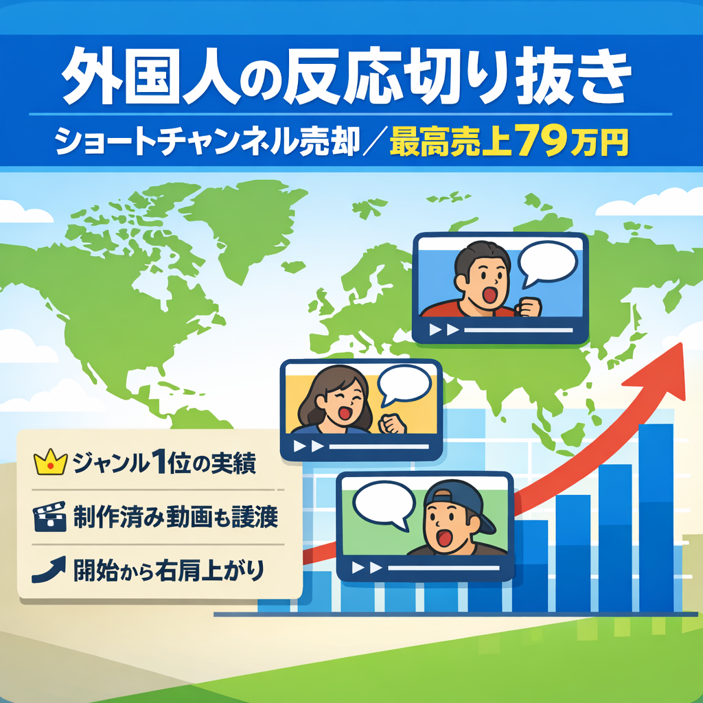 切り抜き：【外国人の反応ジャンル】YouTubeショートチャンネルの売却案件【最高売上79万円越え】