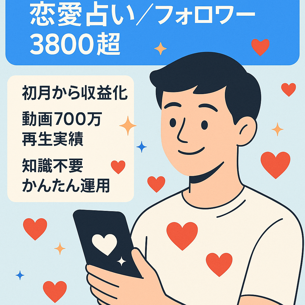 【即マネタイズ可】3800人以上フォロワーtiktokアカウント/属人性なし/知識不要/恋愛占い