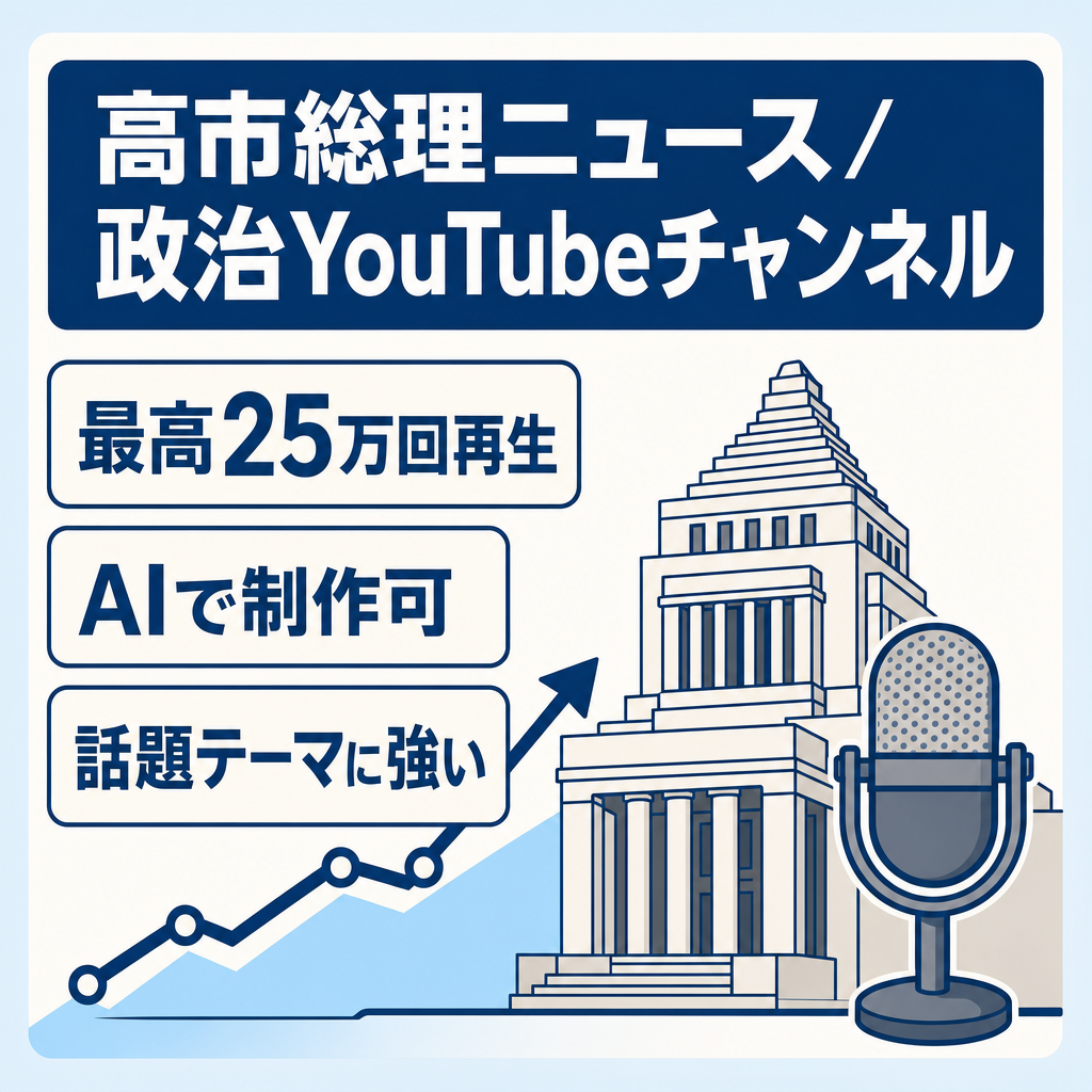 【最高25万回再生】高市総理関連の政治系YouTubeチャンネル