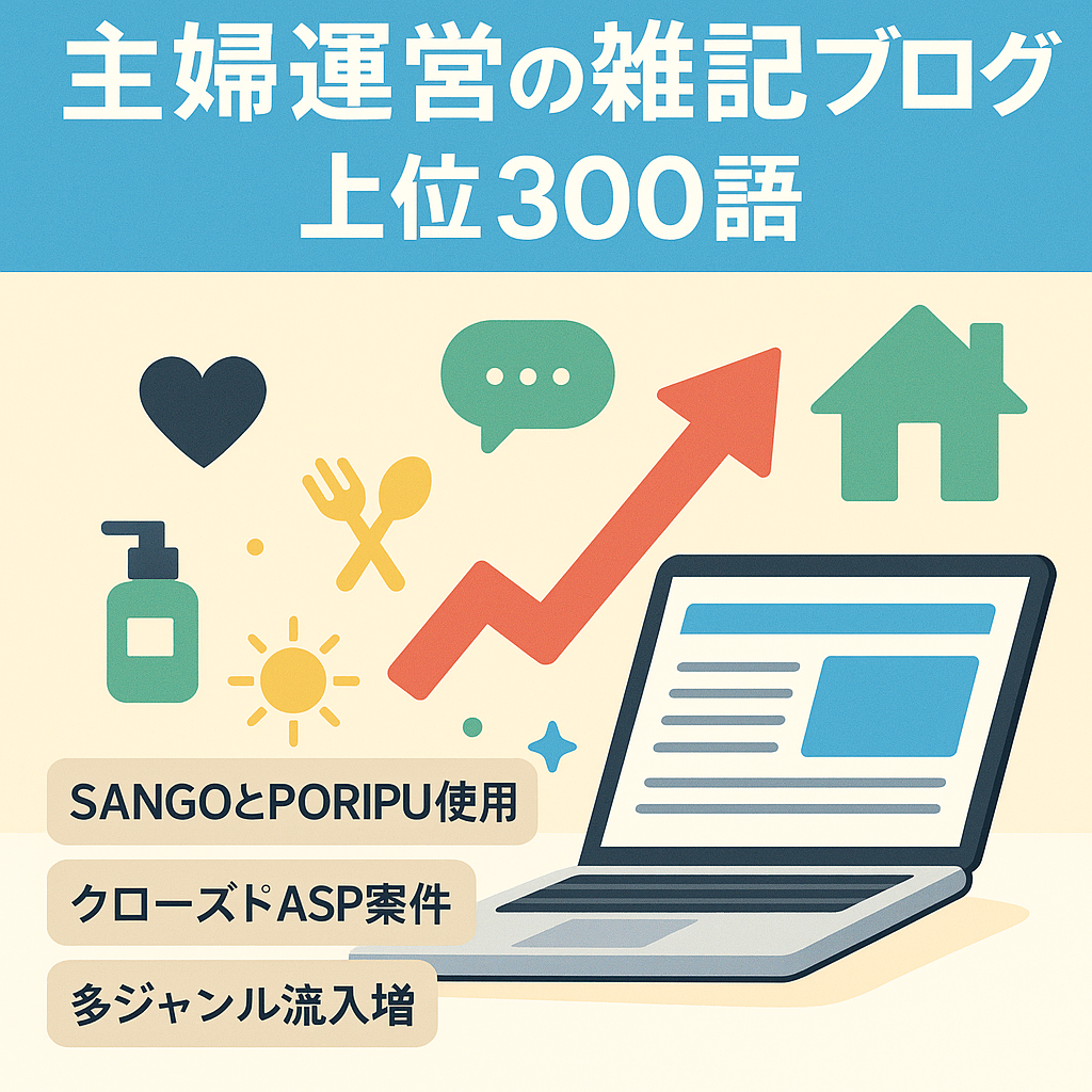 【主婦が運営する雑記ブログ】検索順位5位以内のワード300件あり！運営3年
