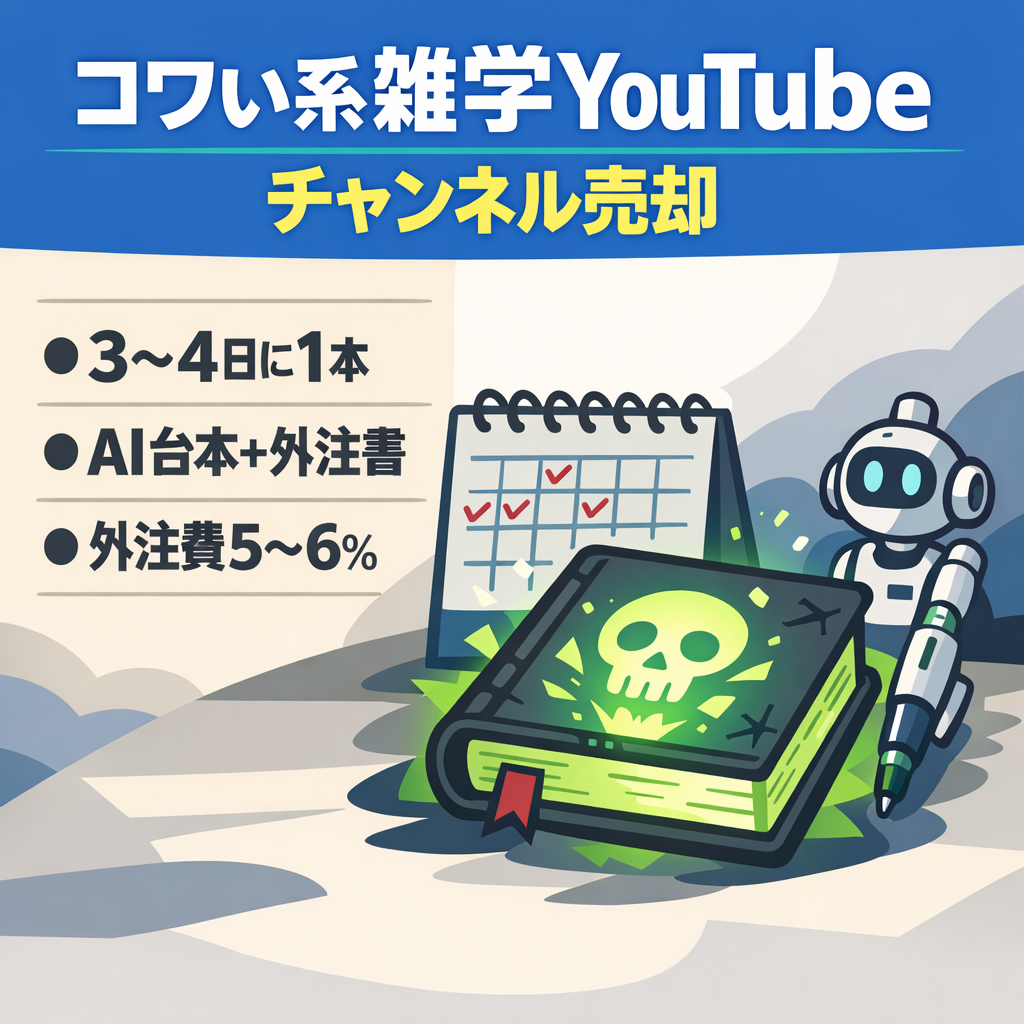 【4日に1本の更新頻度の低さ】登録者8000人／動画8本で月最高60万再生／コワい系雑学動画【外注＆台本AI作成マニュアルとコンサル完備】