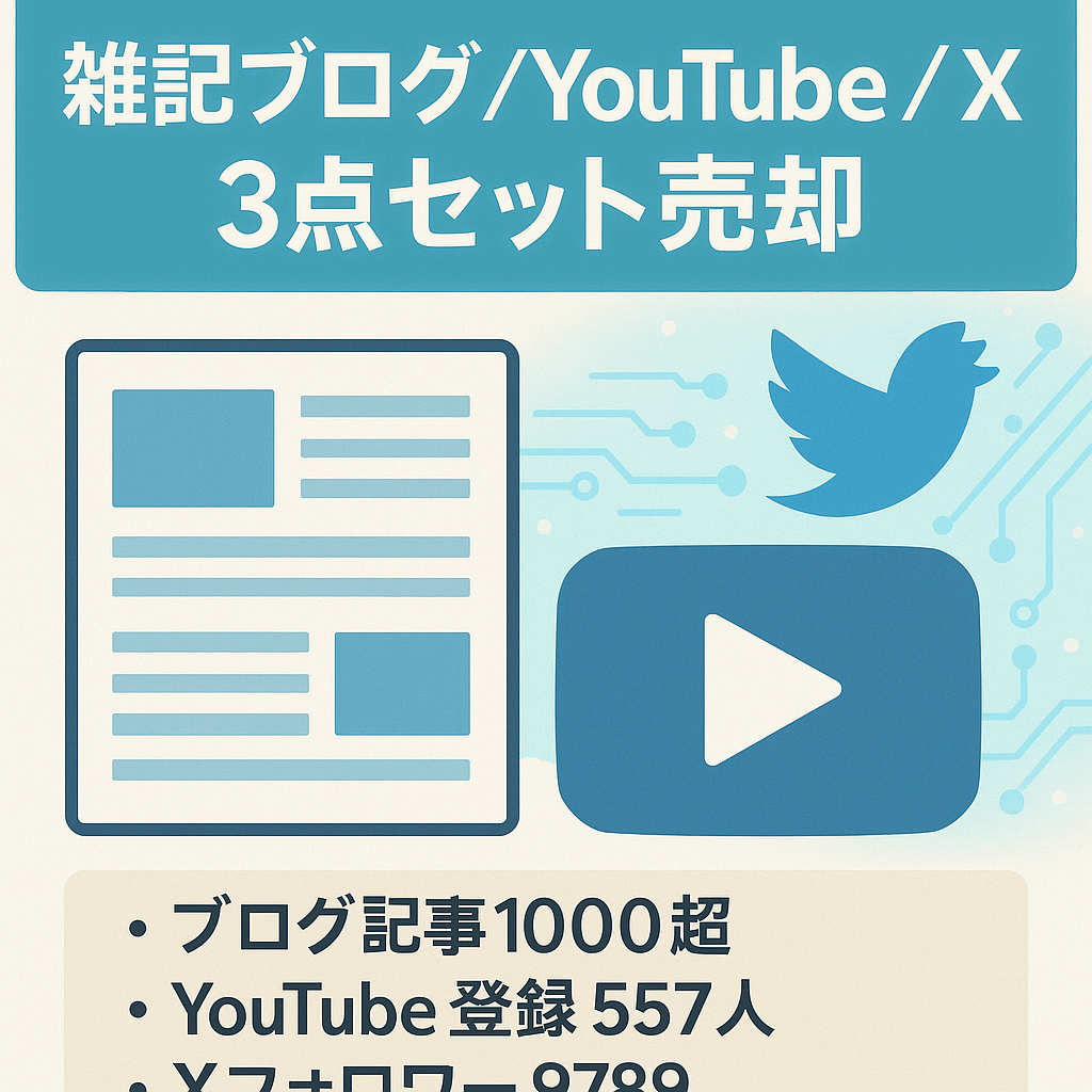 雑記ブログ1000記事以上/チャンネル登録者数 557人のユーチューブ/9,789フォロワーのXをセットで