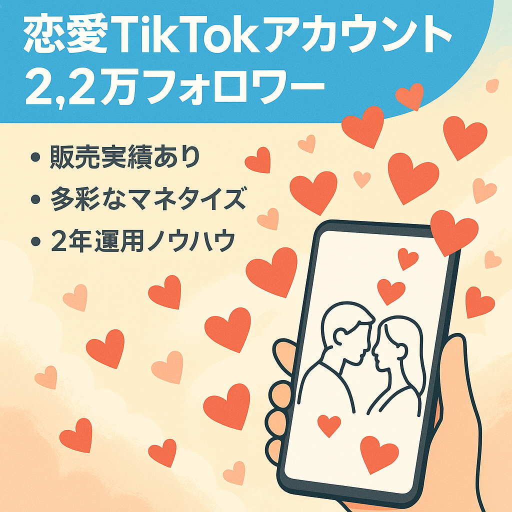 【販売実績有】tiktokも譲渡！フォロワー2.2万人、属人性無しの恋愛アカウント