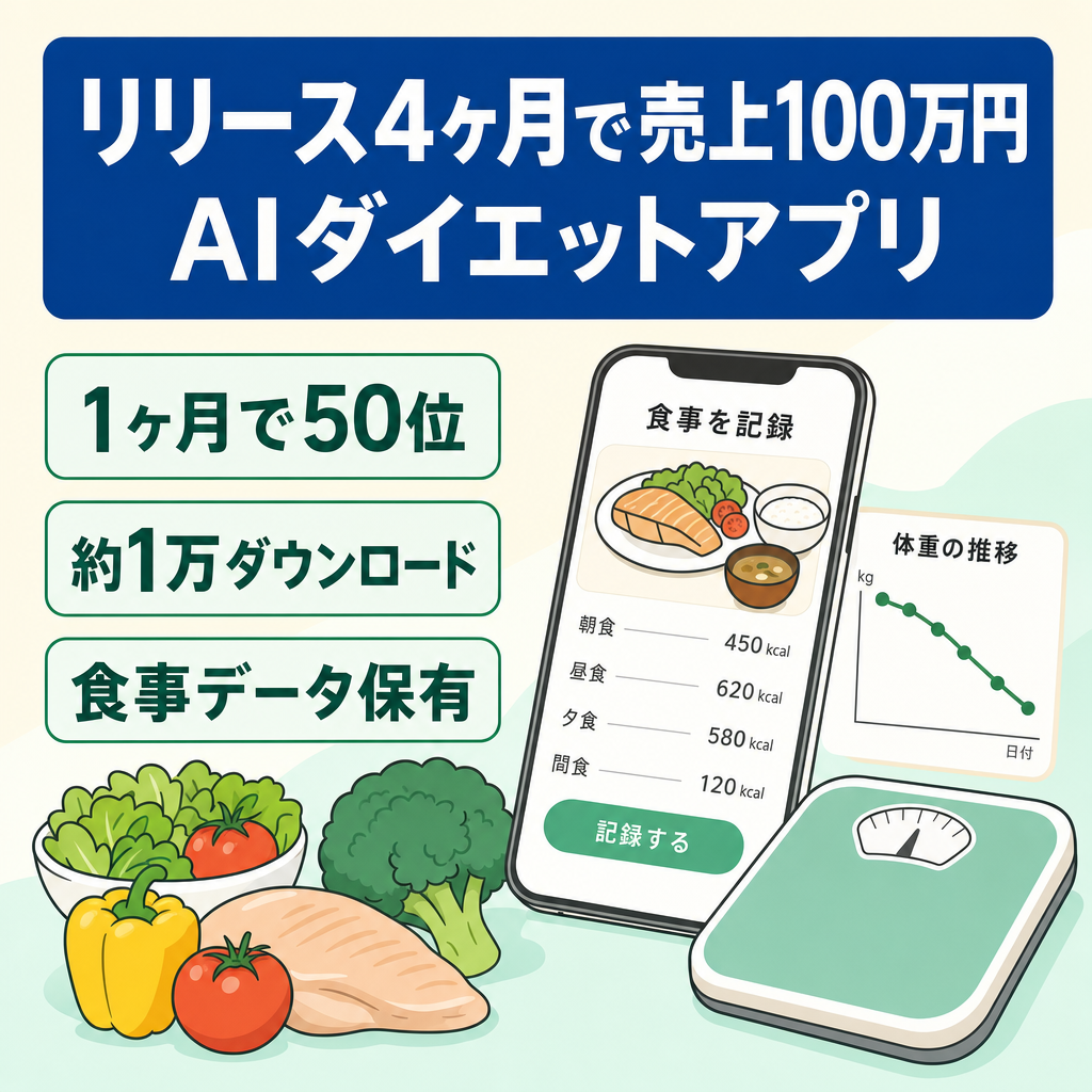 リリース4ヶ月で売上100万円を達成した、AIダイエットアプリ