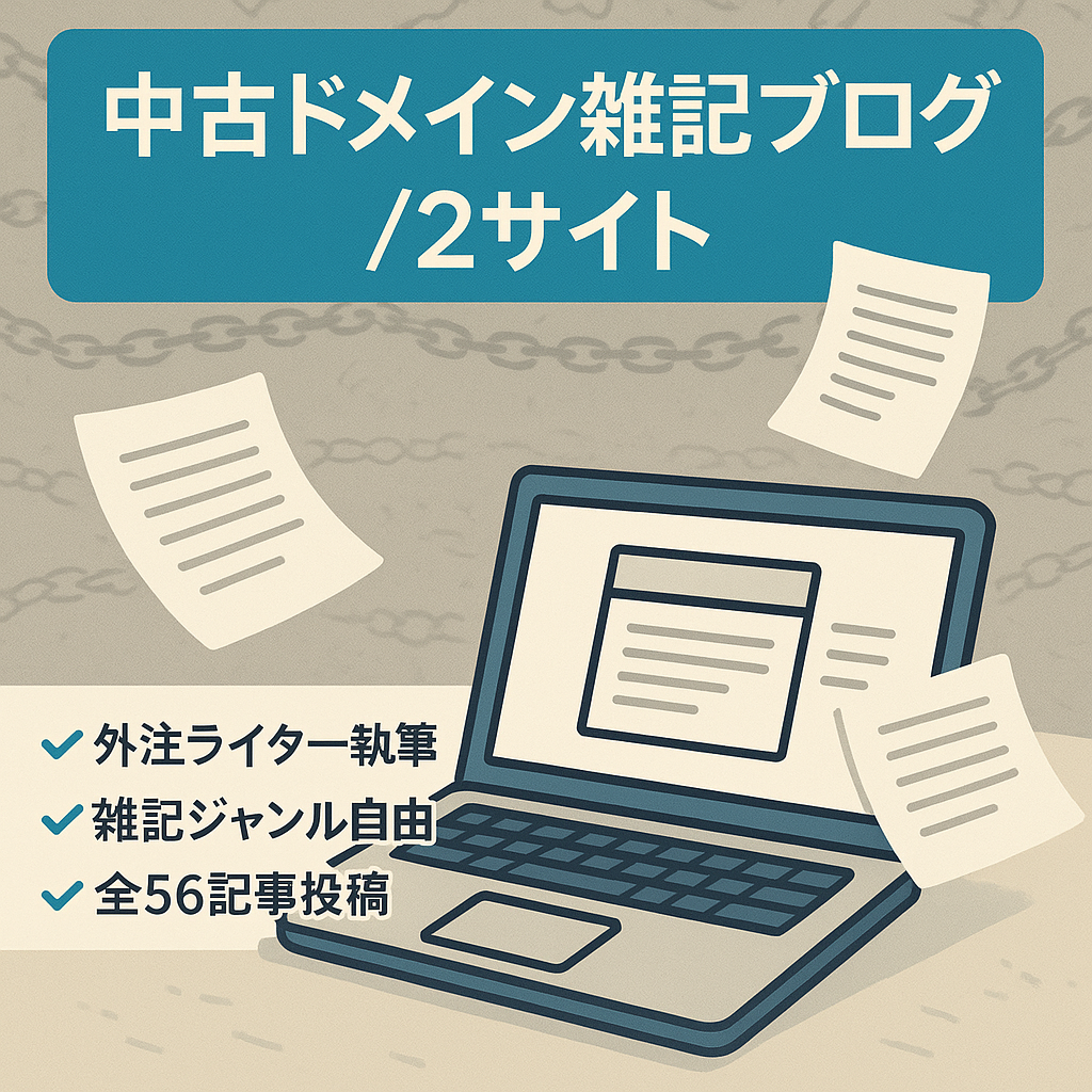 2サイトで56記事。どちらも雑記の中古ドメインのブログ。外注記事
